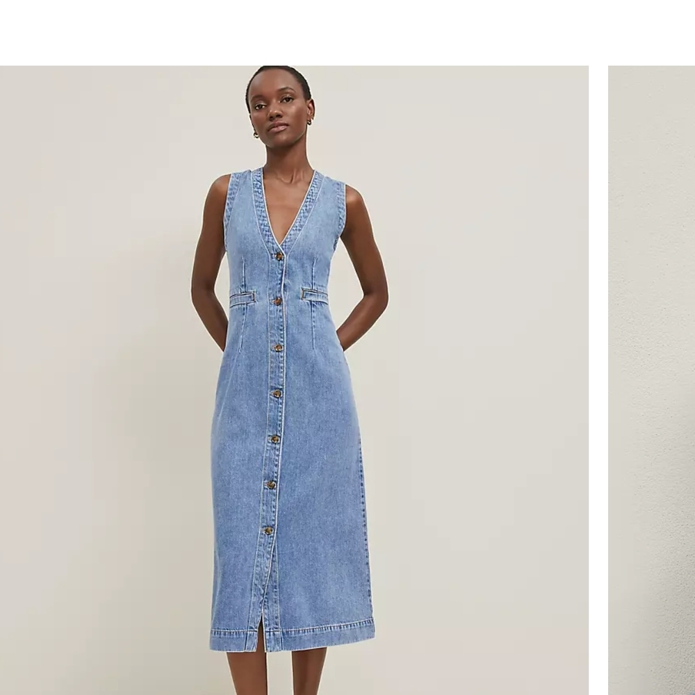 Ann Taylor Light Blue Denim Midi Dress - Picture 2 of 9